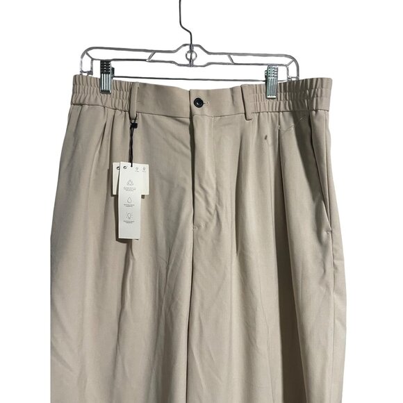 Zara Pleated Wide Leg Dress Pants Womens Size Large Cream Ecru - Picture 3 of 8